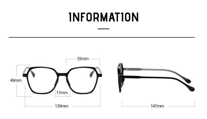 Handoer Unisex Full Rim Polygonal Square Tr 90 Eyeglasses Ld208 Full Rim Handoer