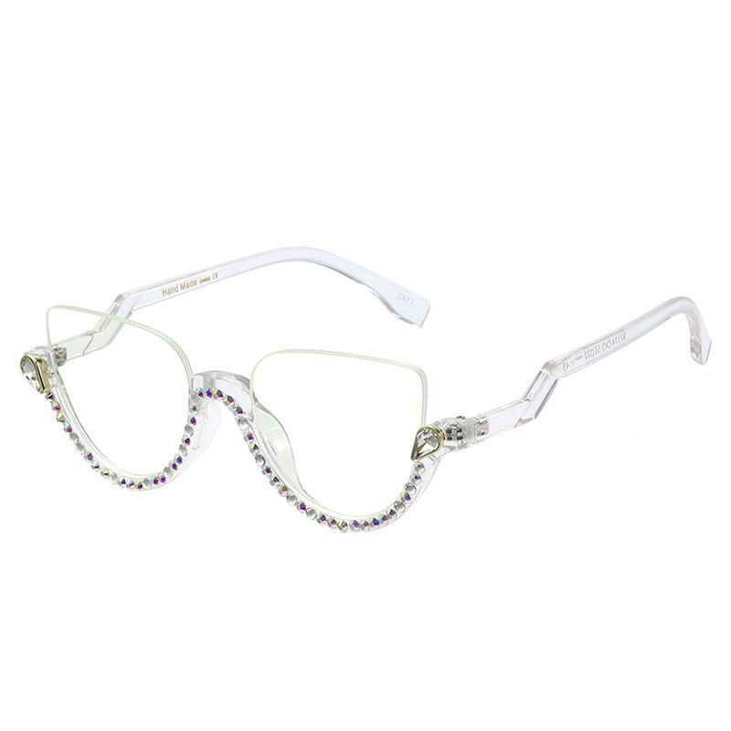 CCspace Women's Semi Rim Tr 90 Titanium Jeweled Frame Eyeglasses 45159 Semi Rim CCspace 03