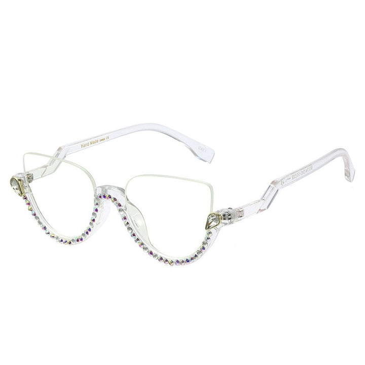 CCspace Women's Semi Rim Tr 90 Titanium Jeweled Frame Eyeglasses 45159 Semi Rim CCspace 03