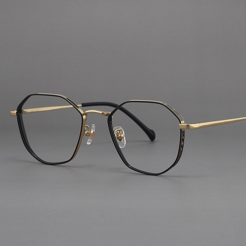 Muzz Unisex Full Rim Round Polygonal Titanium Frame Eyeglasses 32 Full Rim Muzz 2