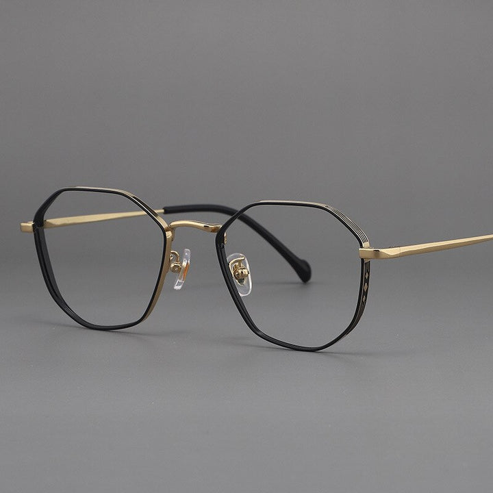Muzz Unisex Full Rim Round Polygonal Titanium Frame Eyeglasses 32 Full Rim Muzz 2