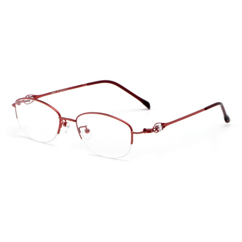 Yimaruili Women's Semi Rim Alloy Frame Eyeglasses 8020Z Semi Rim Yimaruili Eyeglasses Red