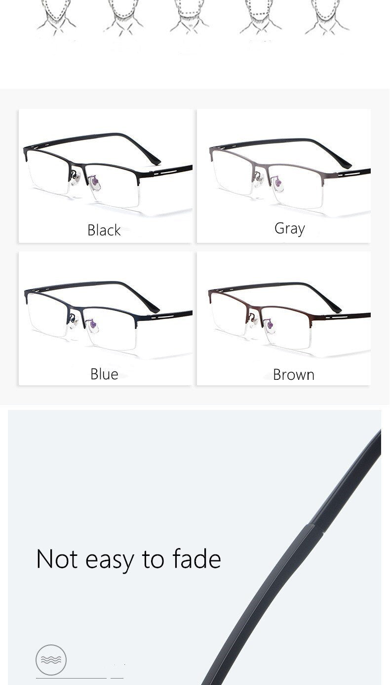 Yimaruili Unisex Semi Rim Titanium Alloy Frame Eyeglasses P9916 Semi Rim Yimaruili Eyeglasses