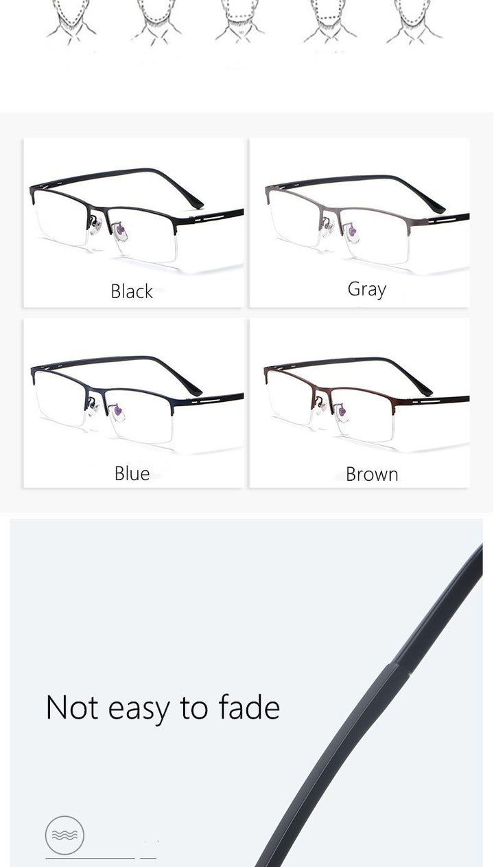 Yimaruili Unisex Semi Rim Titanium Alloy Frame Eyeglasses P9916 Semi Rim Yimaruili Eyeglasses