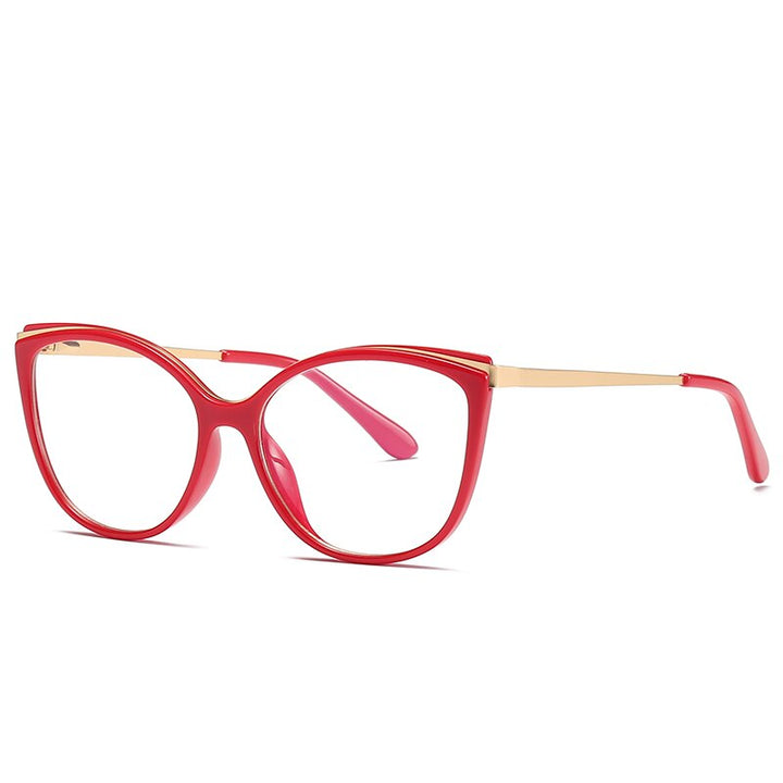 Hotochki Women's Full Rim Cat Eye Alloy Acetate Frame Eyeglasses 2052 Full Rim Hotochki