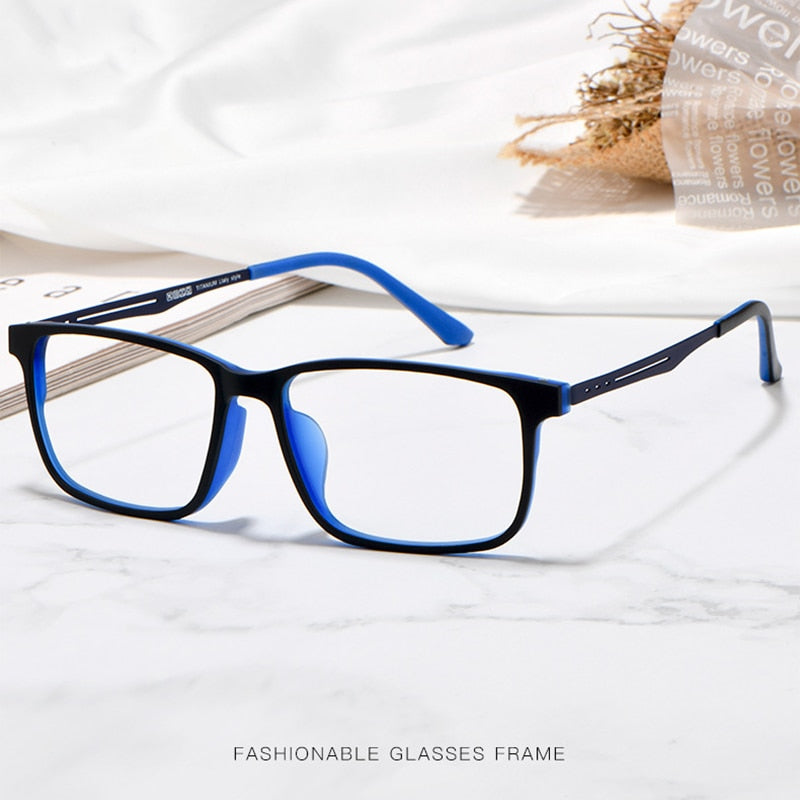 Hotony Unisex Full Rim TR 90 Square Frame Titanium Temple Eyeglasses 8838 Full Rim Hotony