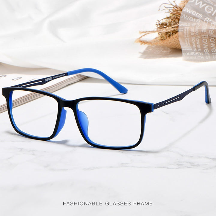Hotony Unisex Full Rim TR 90 Square Frame Titanium Temple Eyeglasses 8838 Full Rim Hotony