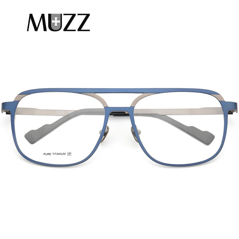 Muzz Unisex Full Rim Square Double Bridge Titanium Frame Eyeglasses T7036 Full Rim Muzz C4