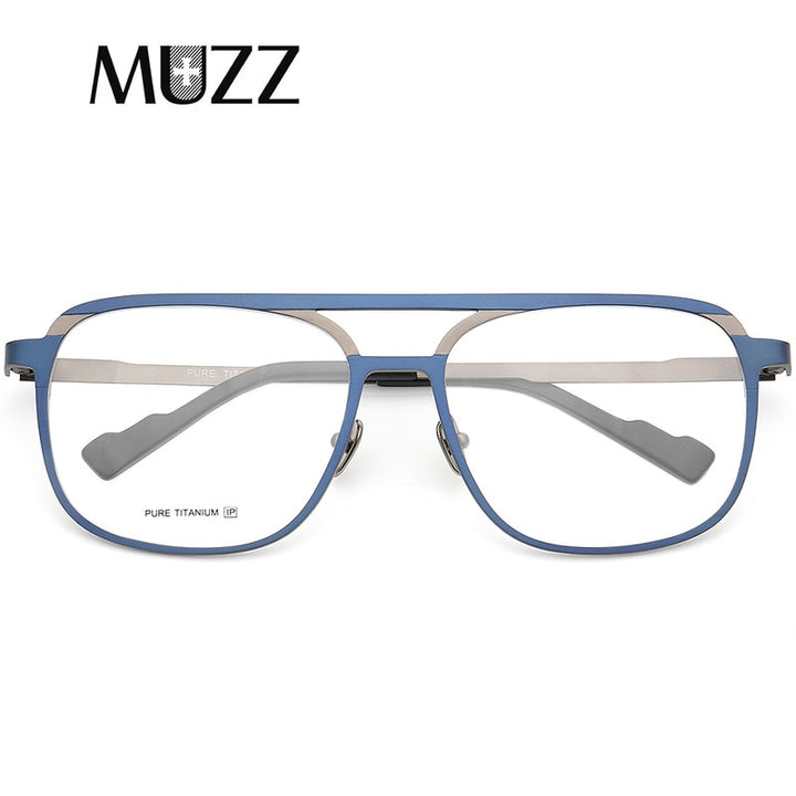 Muzz Unisex Full Rim Square Double Bridge Titanium Frame Eyeglasses T7036 Full Rim Muzz C4