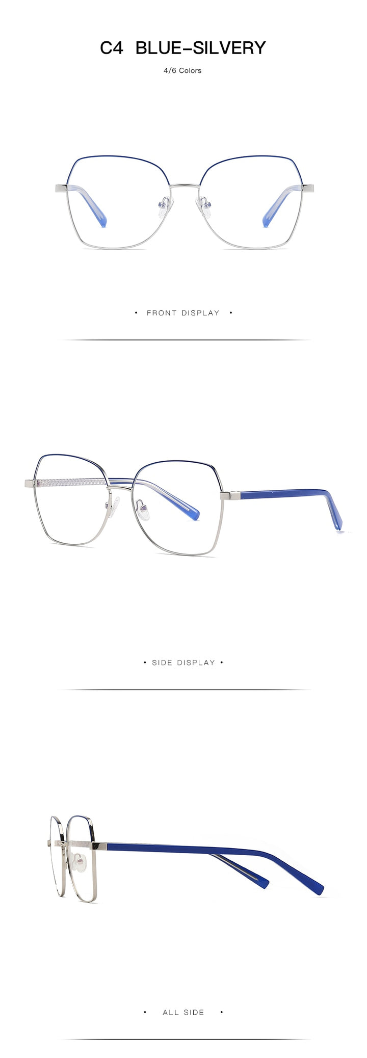 Hotochki Women's Full Rim Polygon TR-90 Resin Alloy Frame Eyeglasses 3004 Full Rim Hotochki