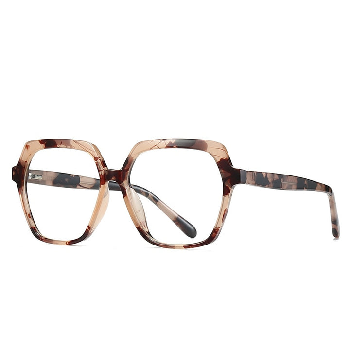 CCspace Unisex Full Rim Polygon Tr 90 Titanium Frame Eyeglasses 49324 Full Rim CCspace C2Floral