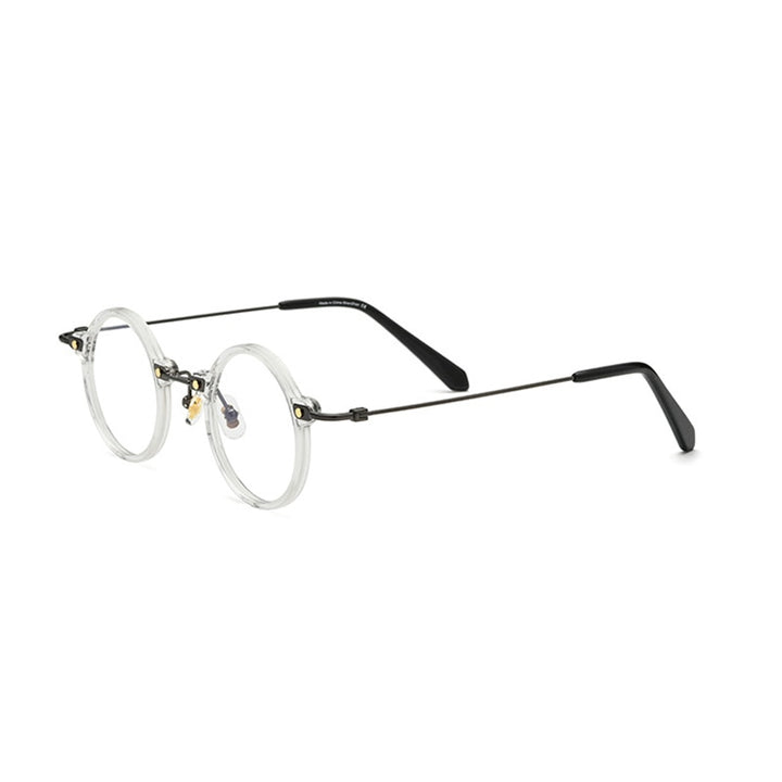 Gatenac Unisex Full Rim Round Acetate Titanium Frame Eyeglasses Gxyj577 Full Rim Gatenac Transparent