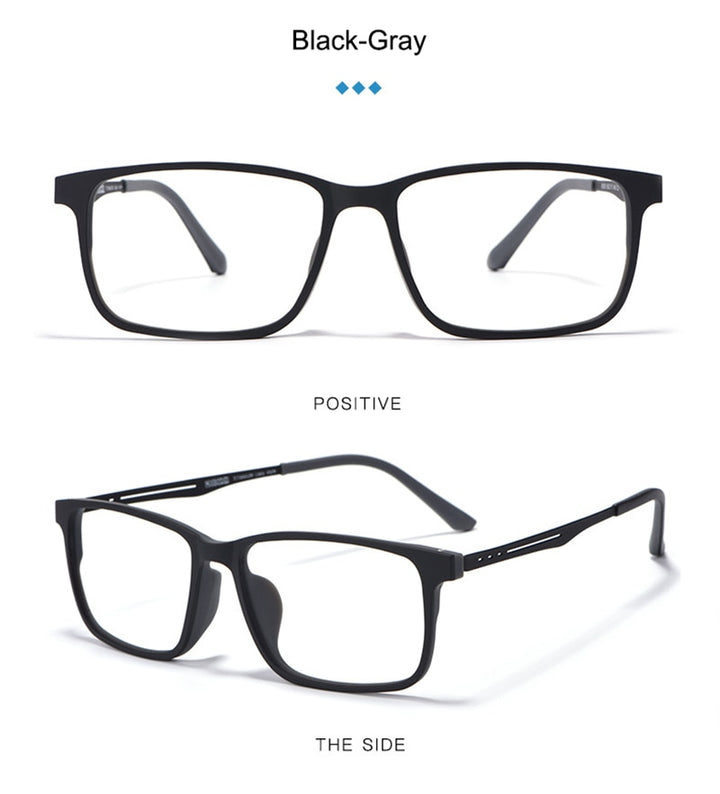Hotony Unisex Full Rim TR 90 Square Frame Titanium Temple Eyeglasses 8838 Full Rim Hotony