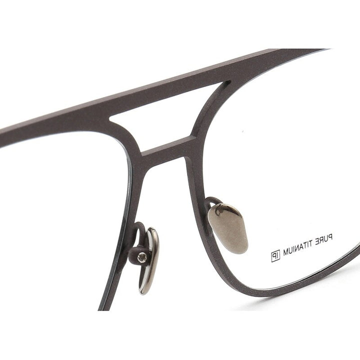 Muzz Unisex Full Rim Square Double Bridge Titanium Frame Eyeglasses T7036 Full Rim Muzz