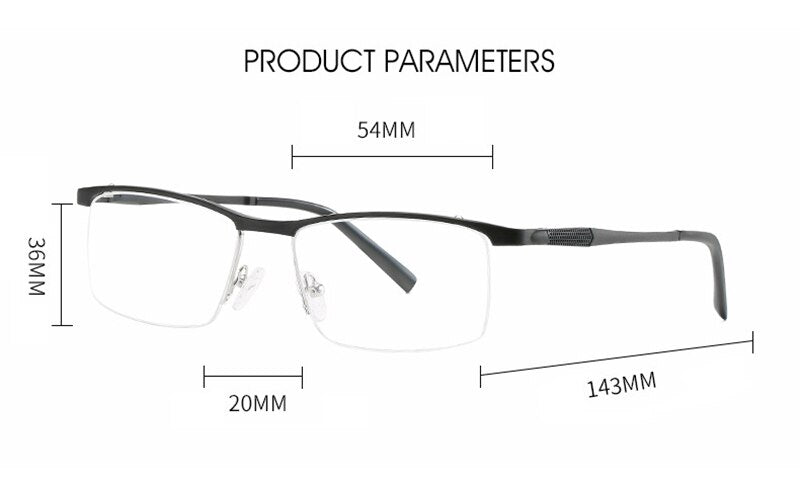 Hotony Unisex Semi Rim Square Alloy Frame Eyeglasses 6303 Semi Rim Hotony