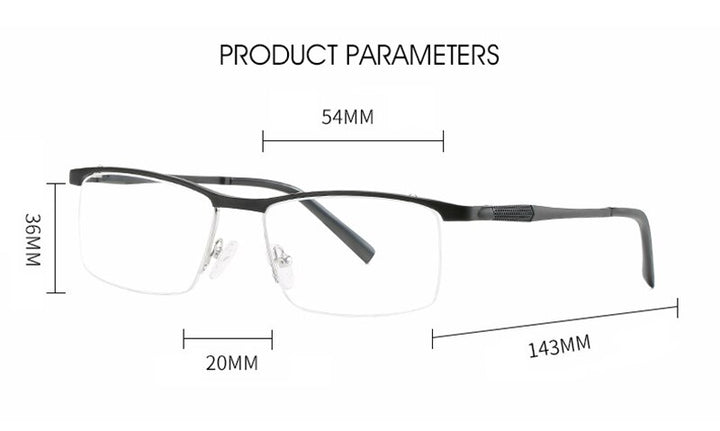 Hotony Unisex Semi Rim Square Alloy Frame Eyeglasses 6303 Semi Rim Hotony