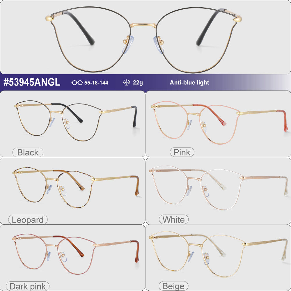CCspace Unisex Full Rim Square Cat Eye Alloy Frame Eyeglasses 53945 Full Rim CCspace