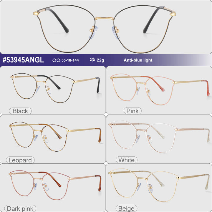 CCspace Unisex Full Rim Square Cat Eye Alloy Frame Eyeglasses 53945 Full Rim CCspace