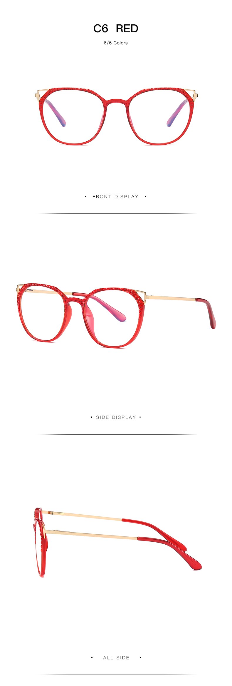 Hotochki Women's Full Rim Round TR-90 Resin Alloy Frame Eyeglasses 2054 Full Rim Hotochki
