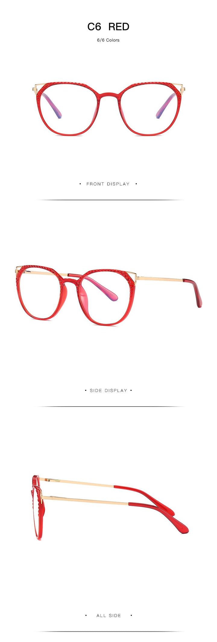 Hotochki Women's Full Rim Round TR-90 Resin Alloy Frame Eyeglasses 2054 Full Rim Hotochki