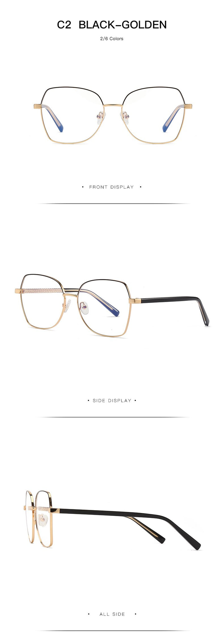 Hotochki Women's Full Rim Polygon TR-90 Resin Alloy Frame Eyeglasses 3004 Full Rim Hotochki