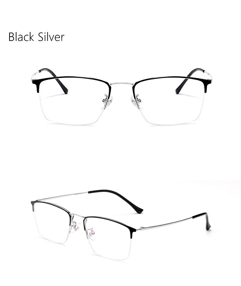 Yimaruili Unisex Semi Rim Titanium Frame Eyeglasses 8017JX Semi Rim Yimaruili Eyeglasses