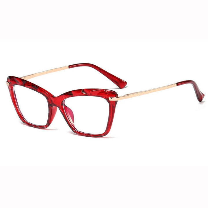 Hotony Women's Full Rim Cat Eye Acetate Frame Eyeglasses 97533 Full Rim Hotony Red