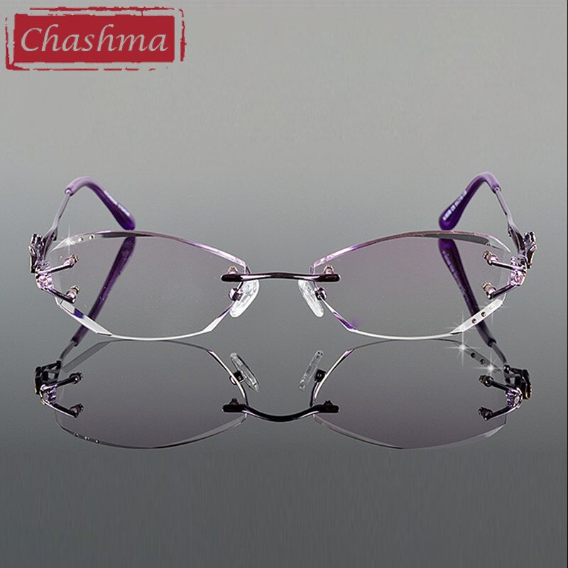 Chashma Women's Rimless Oval Titanium Eyeglasses 8036B Rimless Chashma