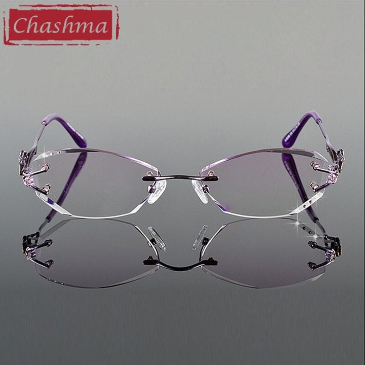 Chashma Women's Rimless Oval Titanium Eyeglasses 8036B Rimless Chashma