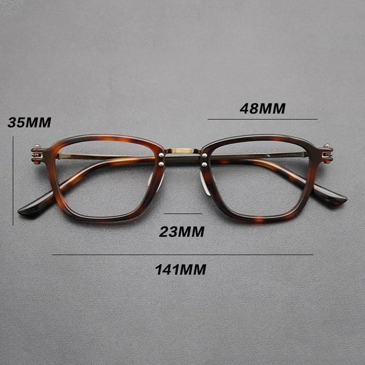 Gatenac Unisex Full Rim Square Titanium Acetate Frame Eyeglasses Gxyj694 Full Rim Gatenac