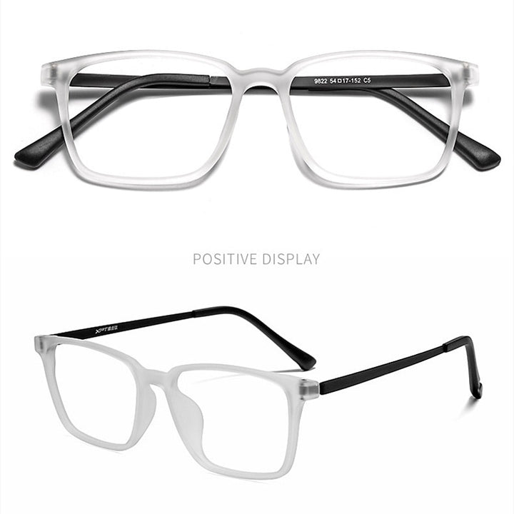 Yimaruili Men's Full Rim Square Titanium Frame Eyeglasses 9822 Full Rim Yimaruili Eyeglasses Transparent