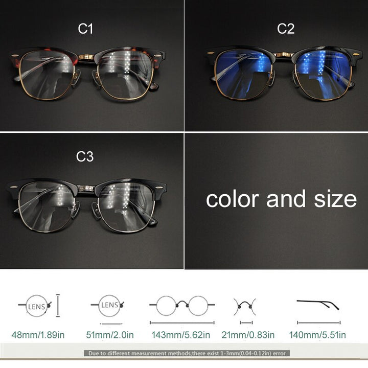 Yujo Unisex Full Rim Square Acetate Horn Eyeglasses 5154 Full Rim Yujo