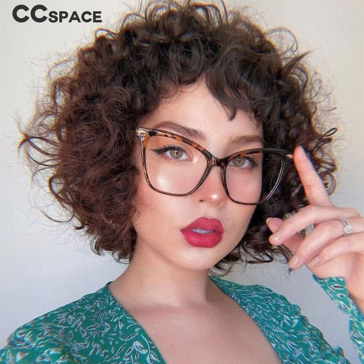 CCspace Women's Full Rim Oversized Square Cat Eye Acetate Frame Eyeglasses 45077 Full Rim CCspace