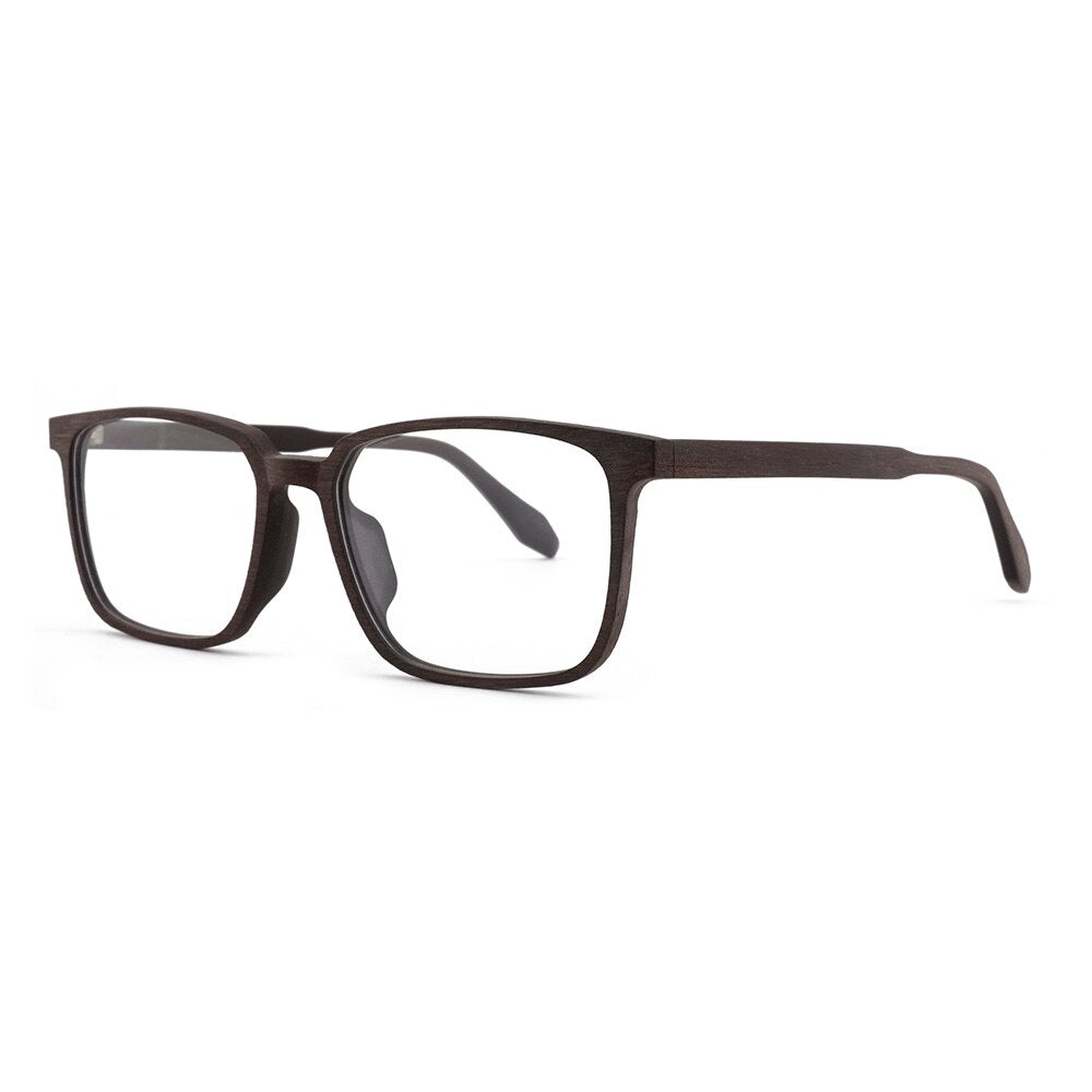 Hdcrafter Men's Full Rim Oversized Square Wood Frame Eyeglasses 1693 Full Rim Hdcrafter Eyeglasses