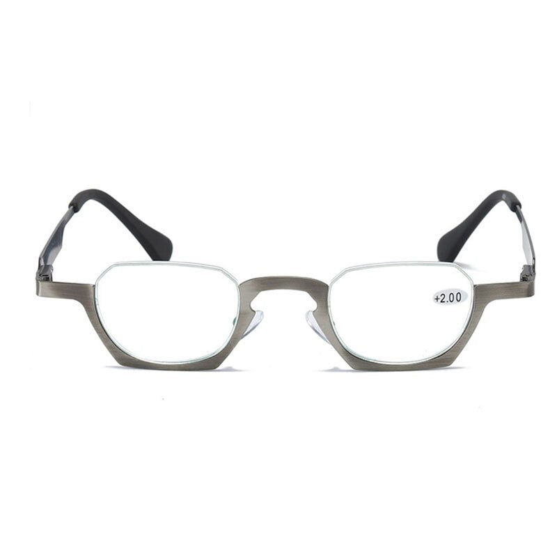 Yujo Unisex Semi Rim Bottom Square Alloy Reading Glasses Y038 Reading Glasses Yujo