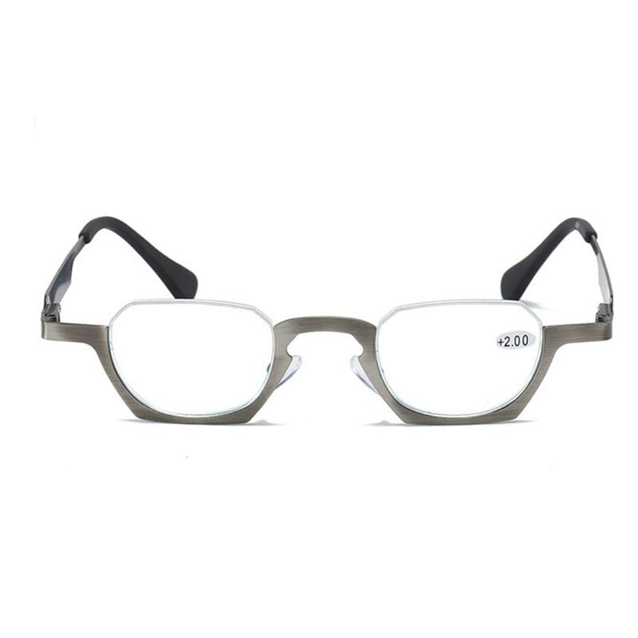 Yujo Unisex Semi Rim Bottom Square Alloy Reading Glasses Y038 Reading Glasses Yujo