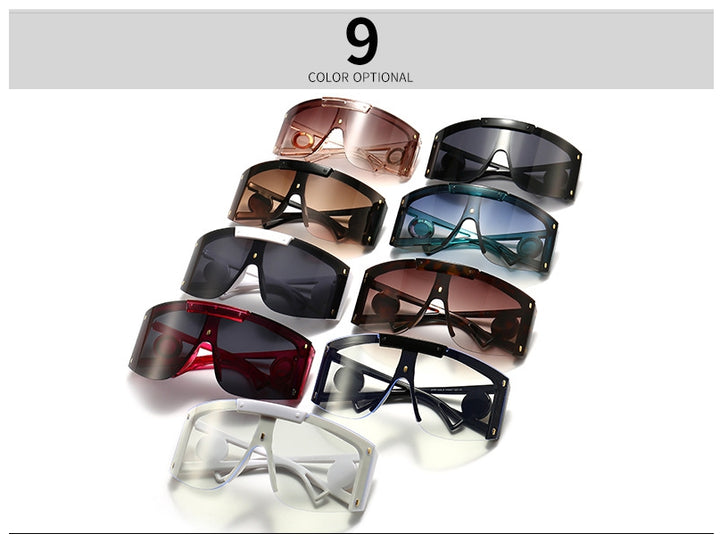 CCspace Unisex Full Rim Oversized Square One Lens Resin Frame Sunglasses 46626 Sunglasses CCspace Sunglasses