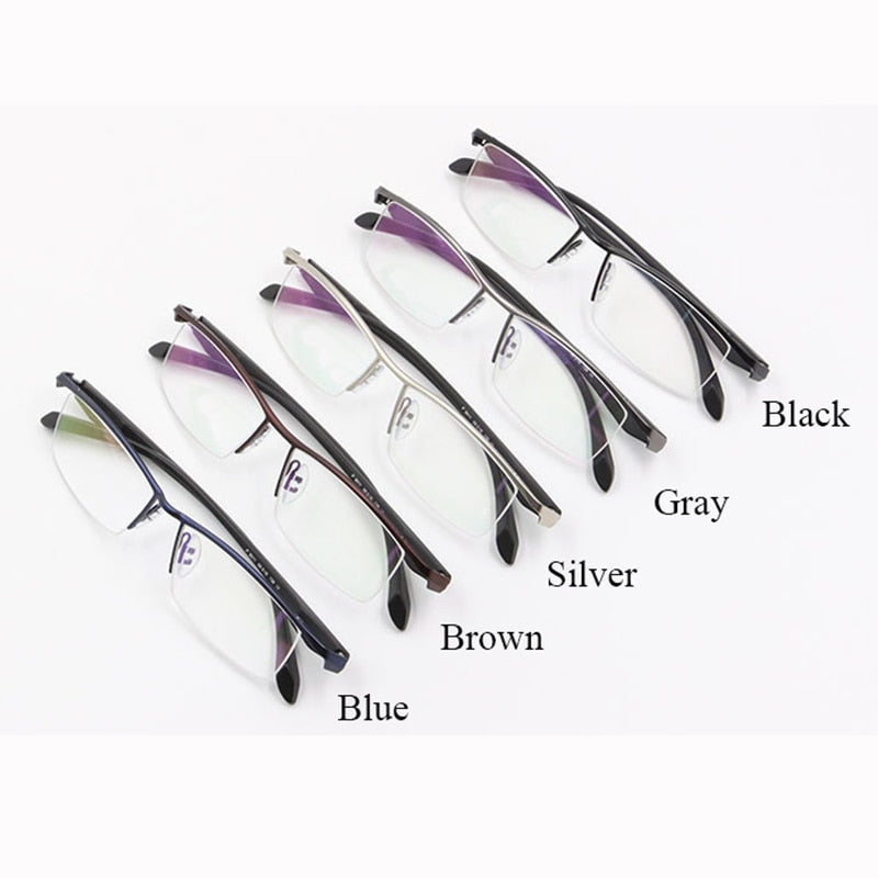 Men's Half Rim Titanium Alloy Frame TR-90 Temple Eyeglasses Np8011 Semi Rim Bclear