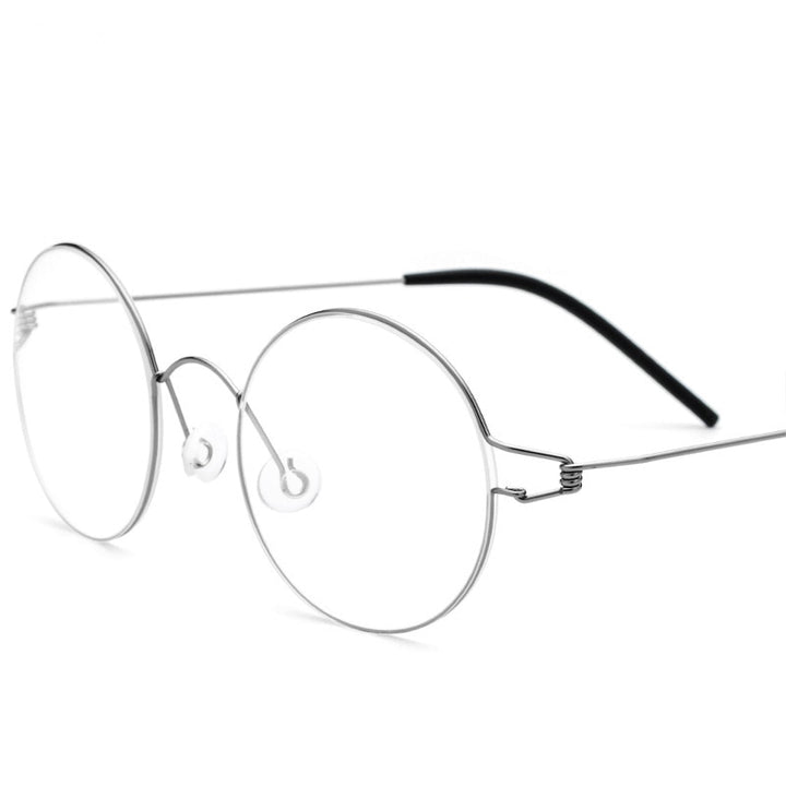 Yimaruili Unisex Full Rim Screwless Titanium Alloy Round Frame Eyeglasses 28607 Full Rim Yimaruili Eyeglasses