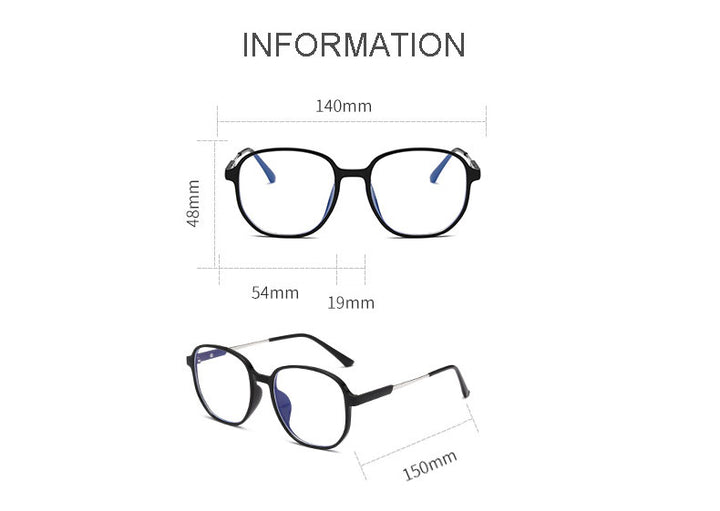 Hotony Unisex Full Rim Polygonal Square TR 90 Resin Frame Eyeglasses 60153 Full Rim Hotony