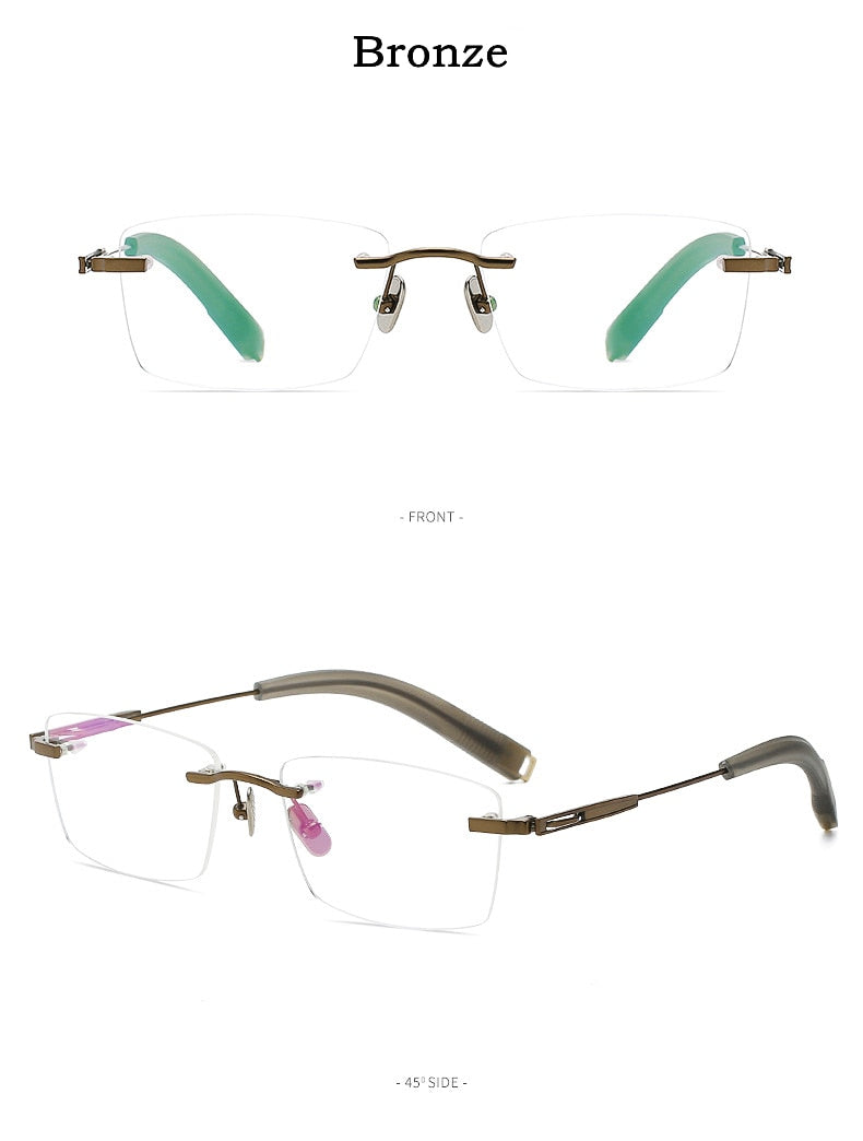 Yimaruili Men's Rimless Square β Titanium Frame Eyeglasses 80816 Rimless Yimaruili Eyeglasses