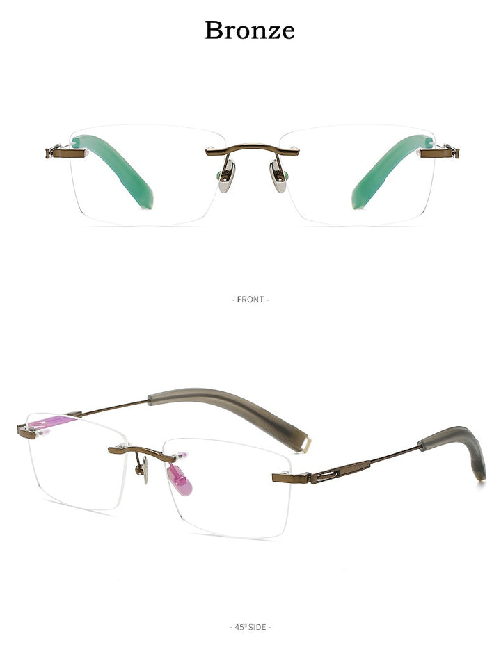 Yimaruili Men's Rimless Square β Titanium Frame Eyeglasses 80816 Rimless Yimaruili Eyeglasses