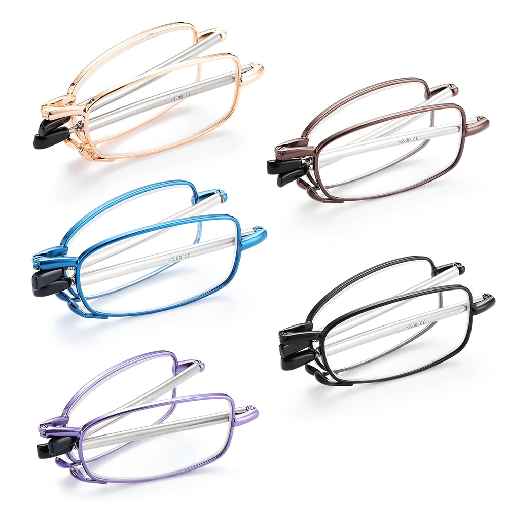 Gootrades Unisex Full Rim Square Alloy Foldable Reading Glasses 5923 Reading Glasses Gootrades