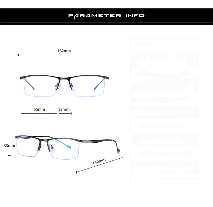 Yimaruili Men's Semi Rim Alloy Frame Eyeglasses 5910 Semi Rim Yimaruili Eyeglasses