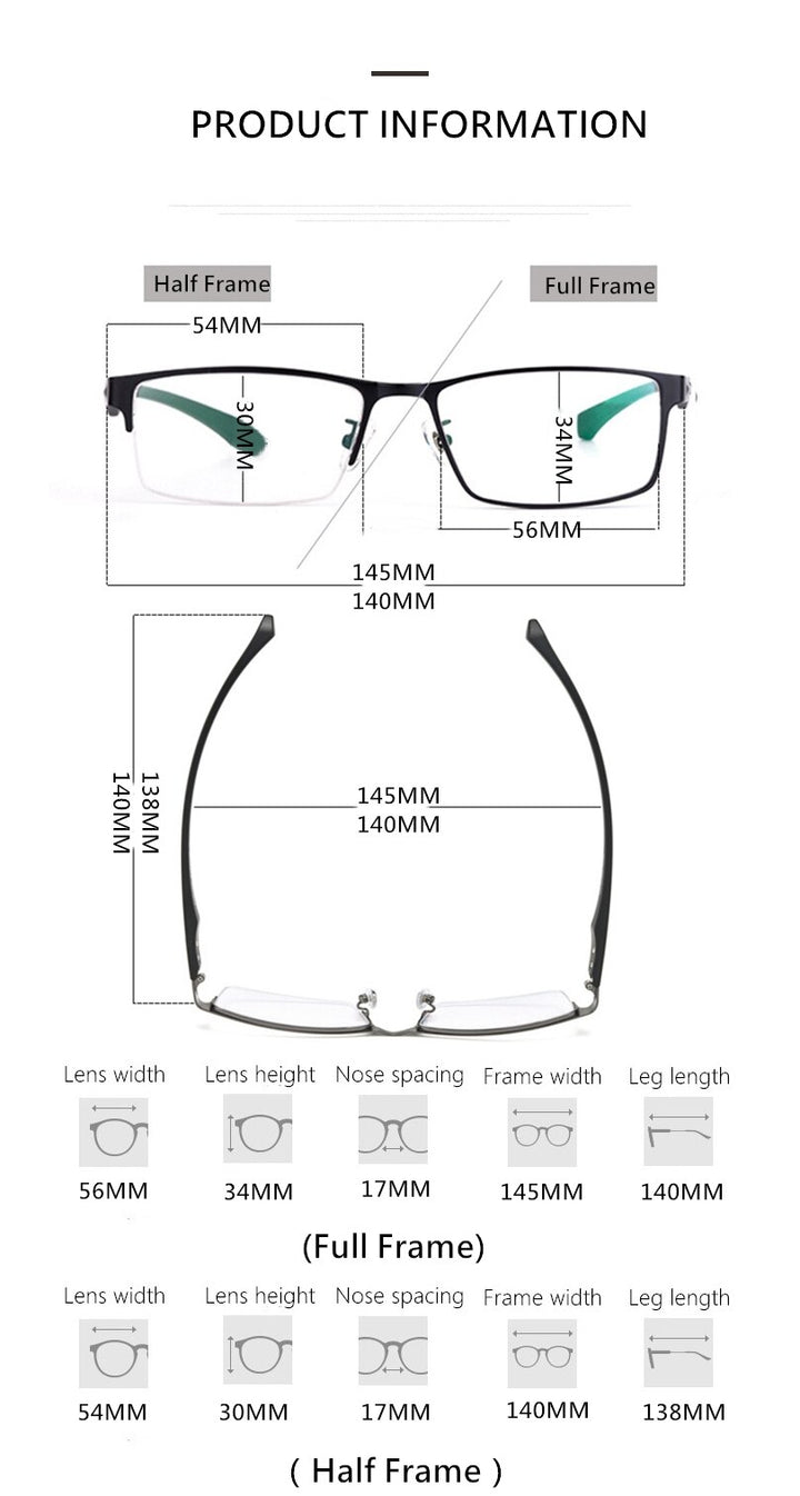 Yimaruili Men's Semi Or Full Rim Alloy Frame Eyeglasses 66071/66085 Full Rim Yimaruili Eyeglasses