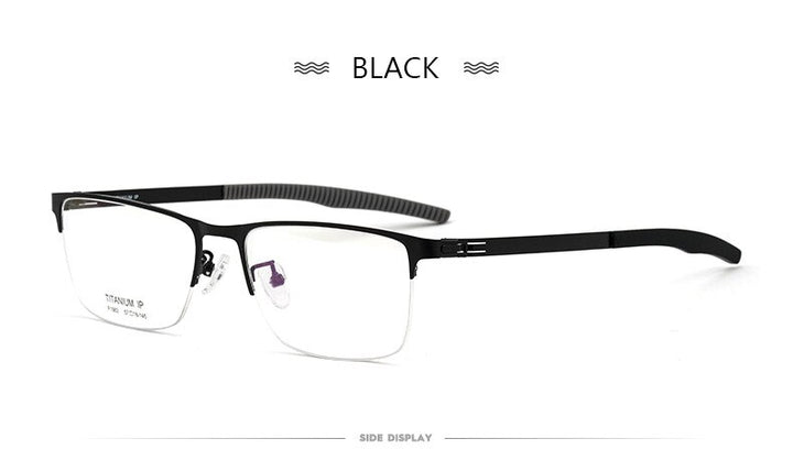 Hotochki Men's Semi Rim TitaniumAlloy IP Plated Frame Eyeglasses F1983 Semi Rim Hotochki
