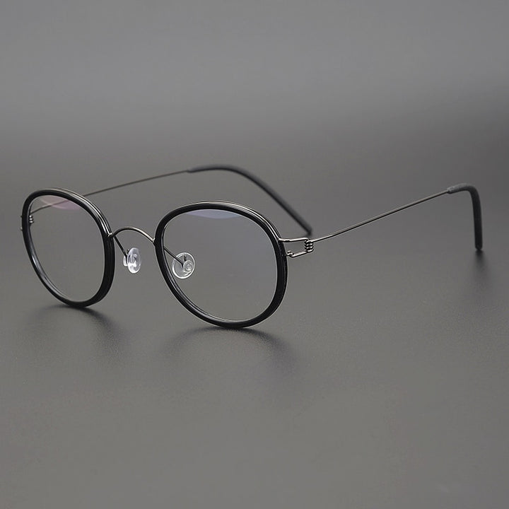 Gatenac Unisex Full Rim Round Screwless Titanium Frame Eyeglasses Gxyj267 Full Rim Gatenac gun