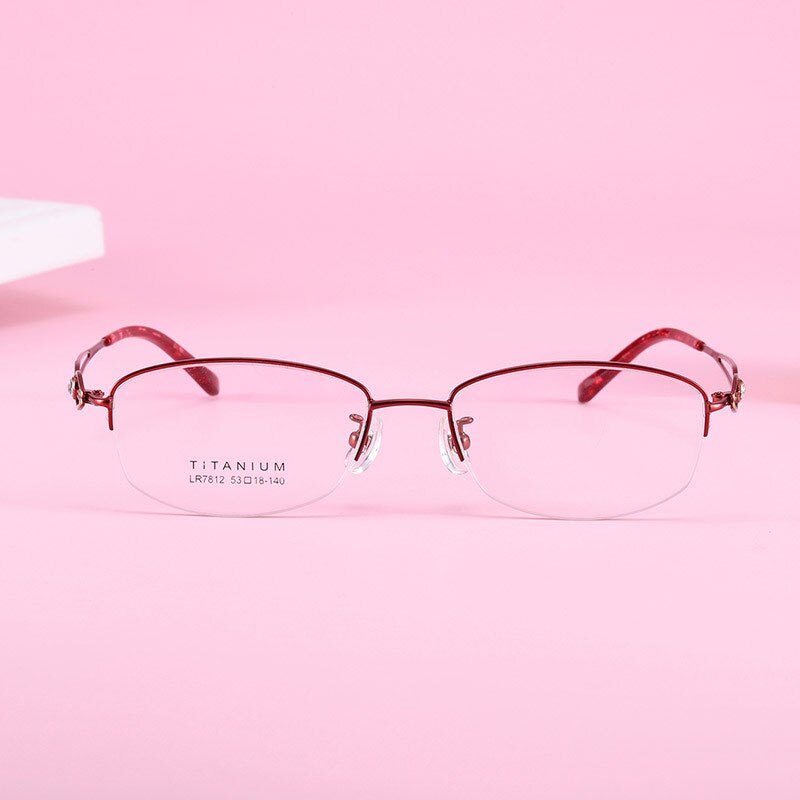 Women's Hollow Jeweled Temple Semi Rim Frame Eyeglasses Lr7812 Semi Rim Bclear