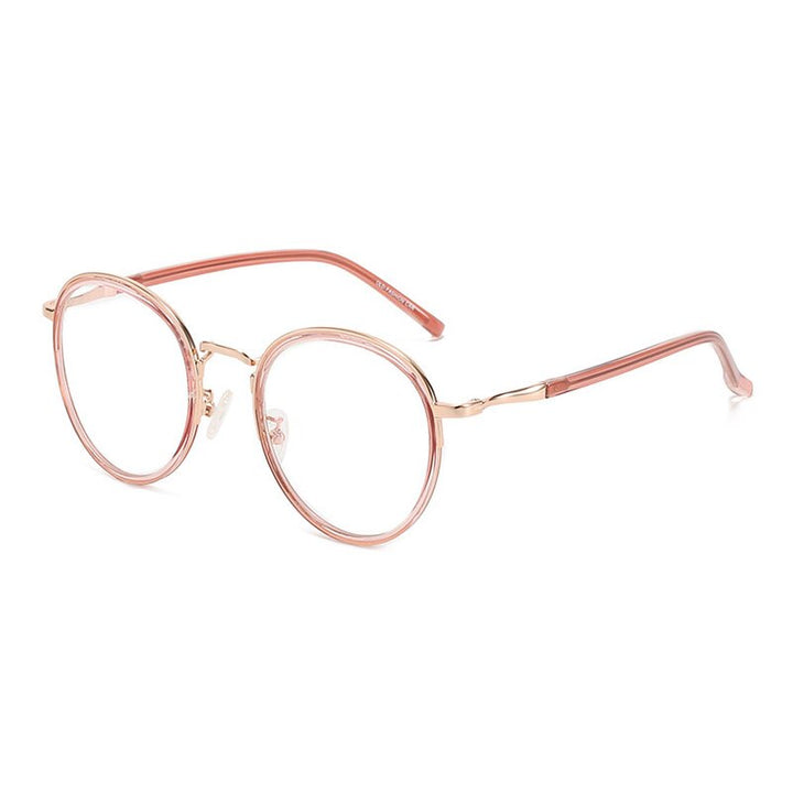 Hotony Unisex Full Rim Round Tr 90 Alloy Eyeglasses 1922 Full Rim Hotony TRANSPARENT PINK  