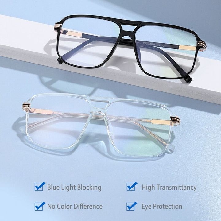 Handoer Unisex Full Rim Round Square Double Bridge Tr 90 Eyeglasses 260 Full Rim Handoer